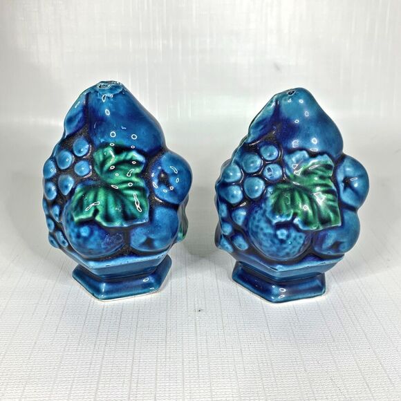 Inarco Indigo Salt Pepper Shakers Set E2371 Kitsch Blue Mood Retro 70s Vintage - Picture 3 of 8